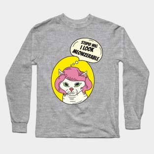 Cat with wig, hairless cat with wig Long Sleeve T-Shirt